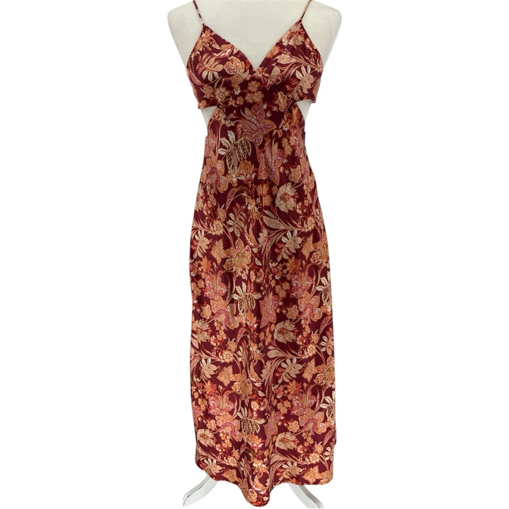 Dress Forum Floral Maxi Dress Fall Wedding‎ Boho Small Rust Brown Burgundy